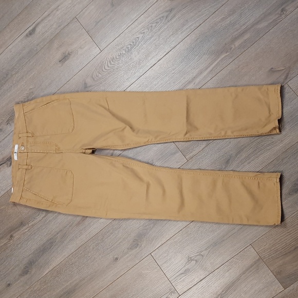 7 For All Mankind tan stretchy patch pocket high rise, crop khaki pants, size 28 - Picture 1 of 10